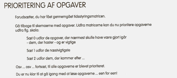 Prioritering i Tidsstyringsmatricen